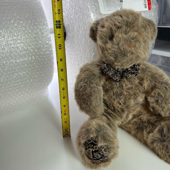Golden Bear Co Seoul Korea VTG Teddy Bear Plush Stuffed Animal Toy Paisley Tie - Picture 9 of 9